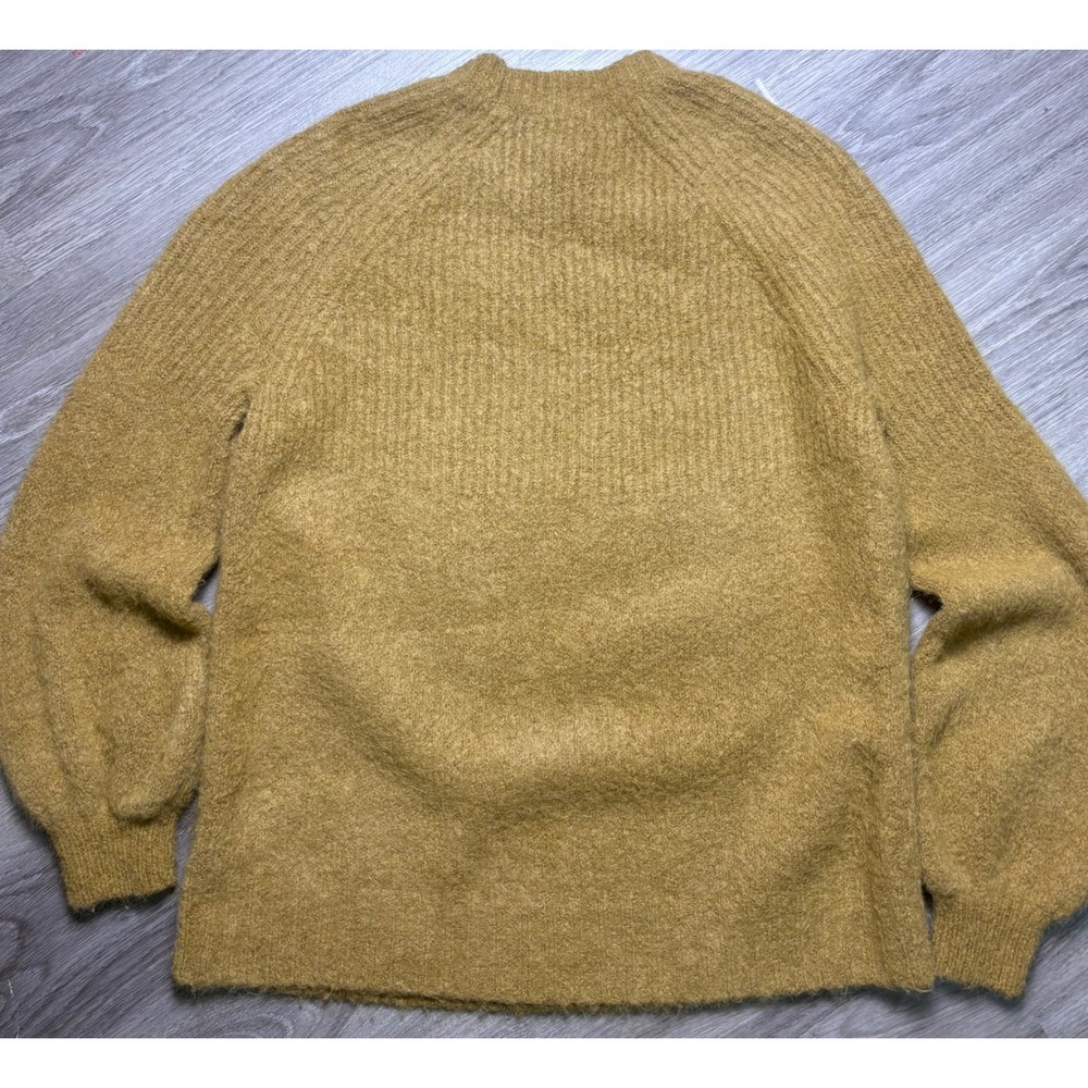 Everlane Superfuzz Alpaca Crewneck Sweater Mustard Gold Balloon Sleeve Womens S - Picture 12 of 13